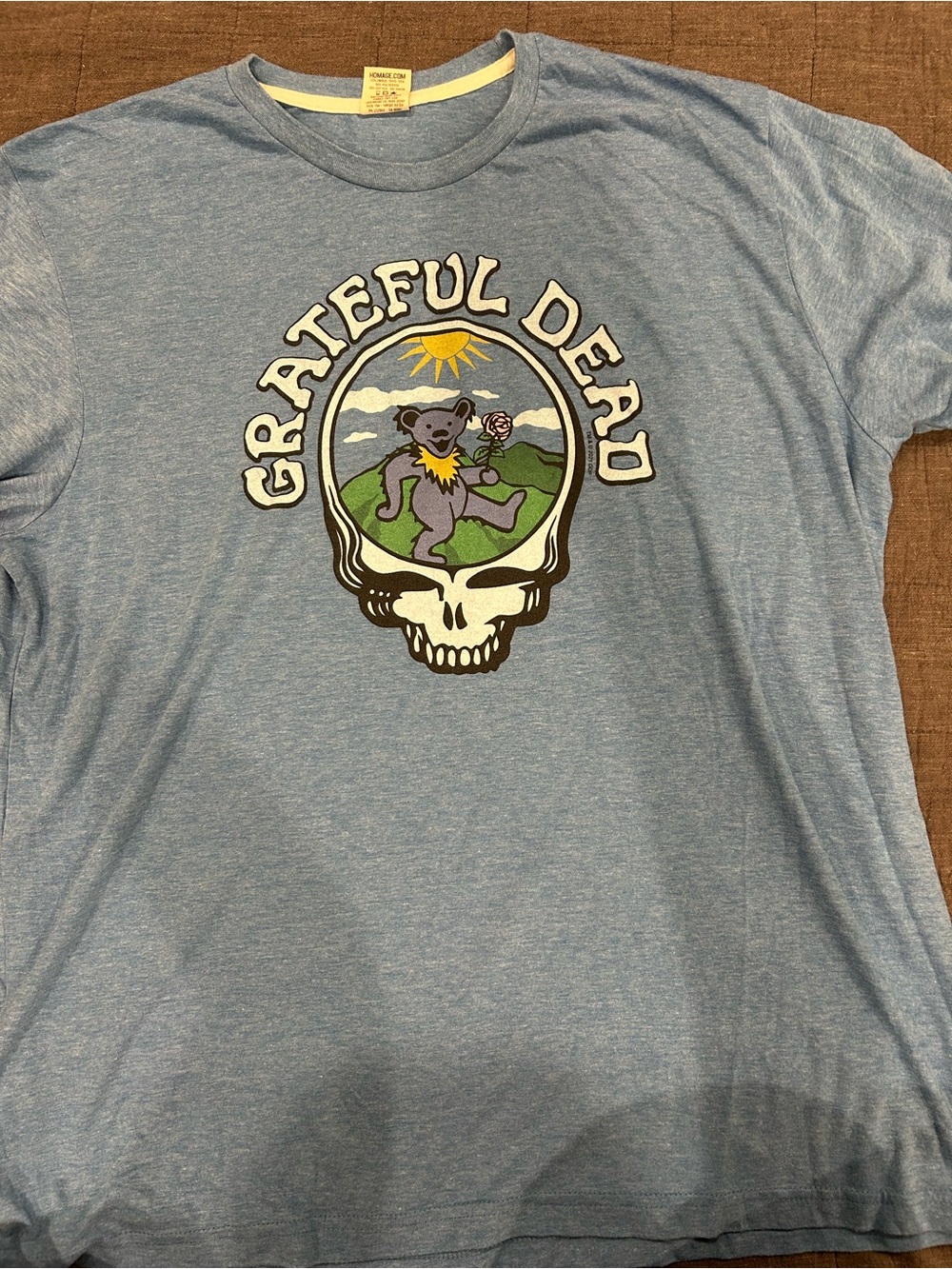 Grateful Dead Blue Short Sleeve Tee with Multicolor Dancing Bear Graphic - Picture 3 of 3